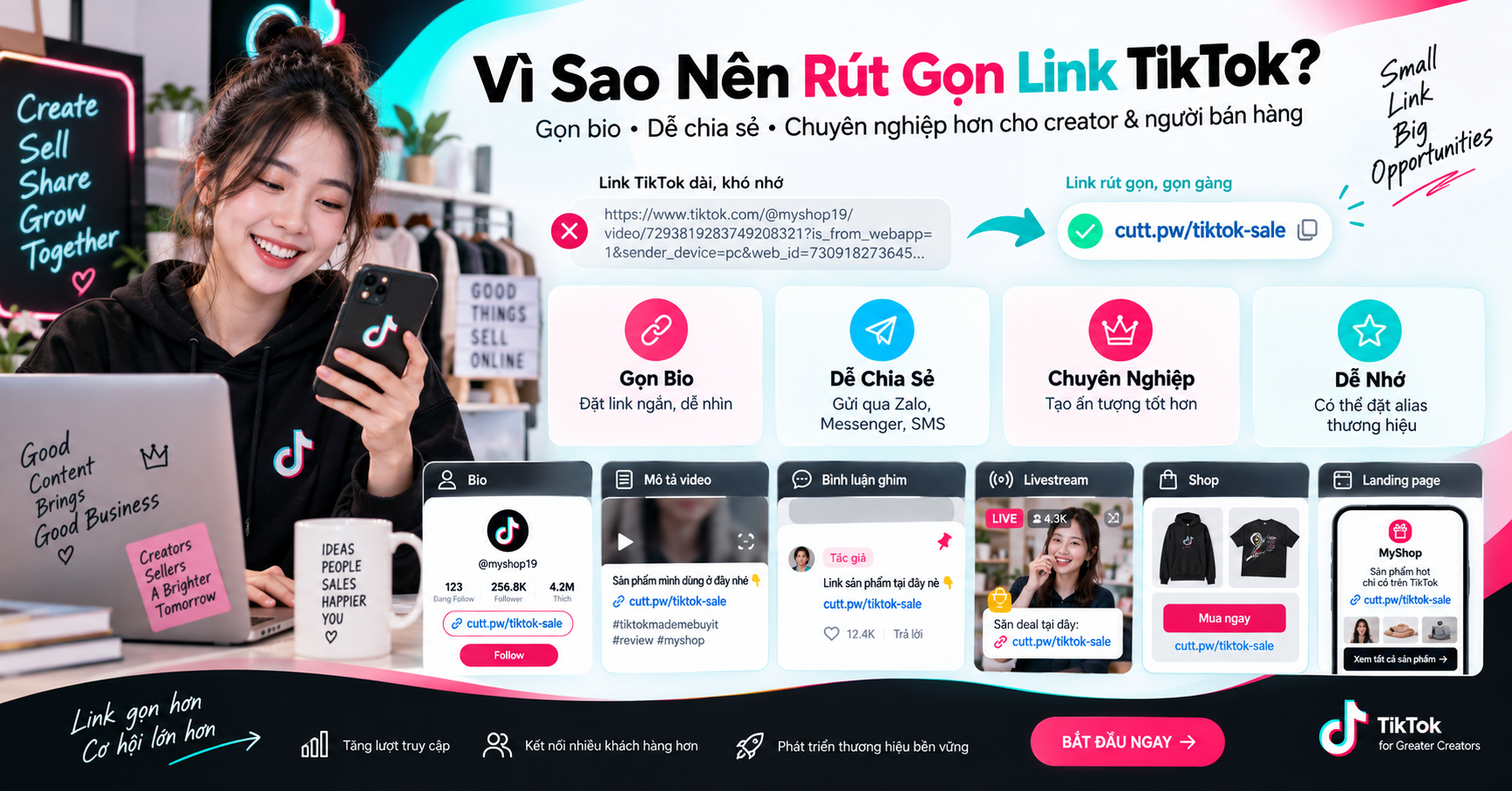 Cách Rút Gọn Link TikTok Miễn Phí, Dễ Dùng